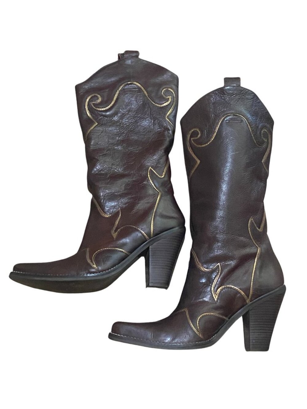 Penny Loves Kenny Rodeo Drive Brown Leather Western Boots Size 8 - Picture 6 of 13